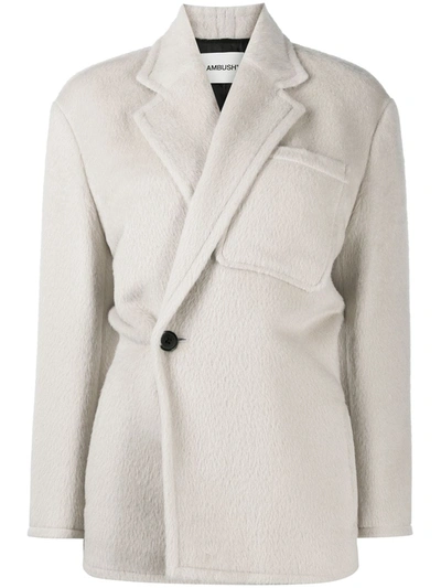 Shop Ambush Off-centre Fastening Textured Jacket In Neutrals