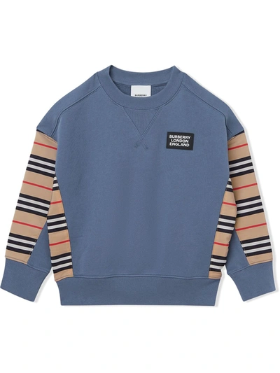 Shop Burberry Icon Stripe Jumper In Steel Blue