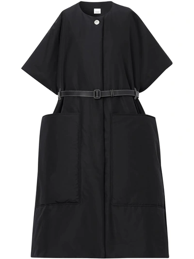 Shop Burberry Short-sleeve Belted Cape In Black