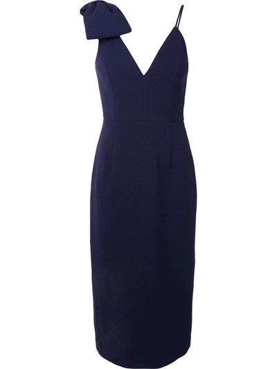 Shop Rebecca Vallance Amore Asymmetrical Midi Dress In Blue