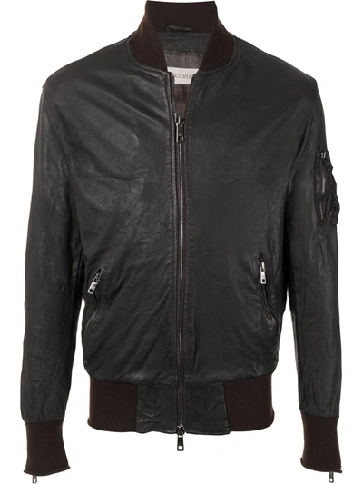 Shop Giorgio Brato Zipped Leather Bomber Jacket In Black