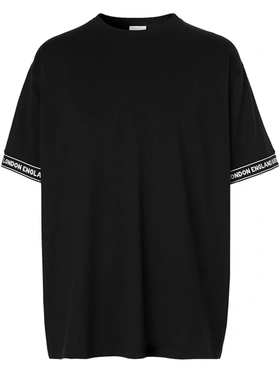 Shop Burberry Logo Detail Short-sleeved Jumper In Black