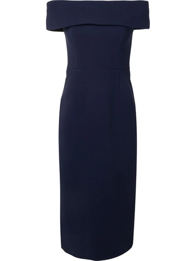 Shop Rebecca Vallance Amore Off-shoulder Midi Dress In Blue