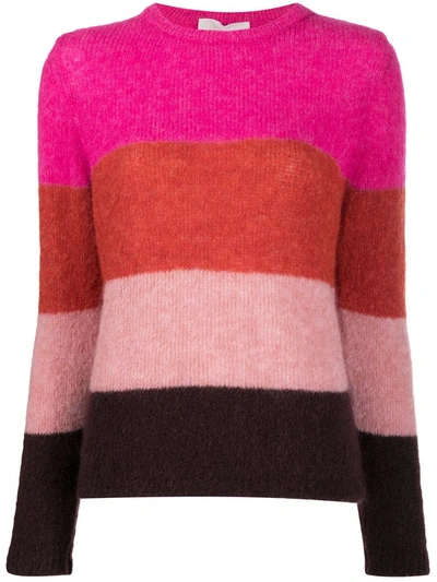 Shop Chiara Bertani Knitted Stripe Jumper In Pink
