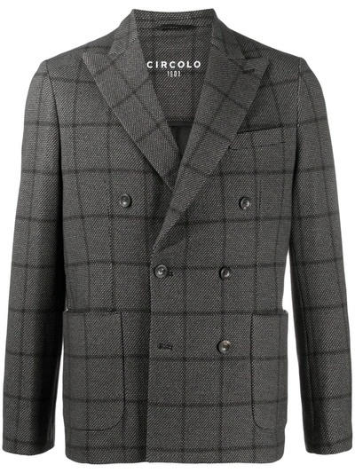 Shop Circolo 1901 Check Print Double-breasted Jacket In Black