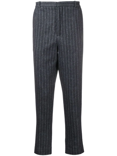 Shop Circolo 1901 Pinstripe Straight-leg Trousers In Blue