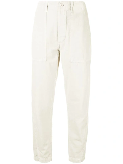 Shop Amo Army Twist Trousers In White
