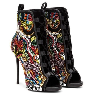 Shop Giuseppe Zanotti - Multicolor Leather Boot Wih Crystals Pop