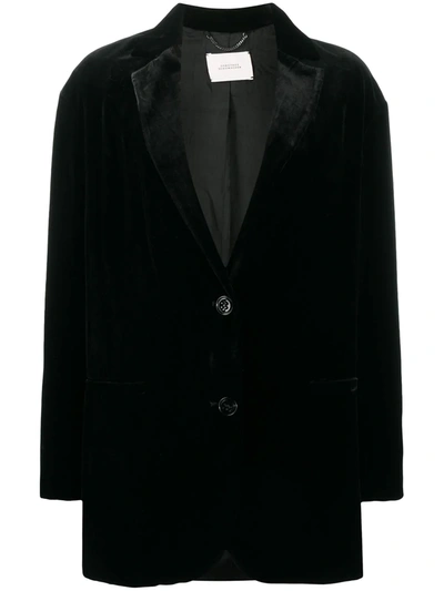 Shop Dorothee Schumacher Velvet-effect Oversized Blazer In Black