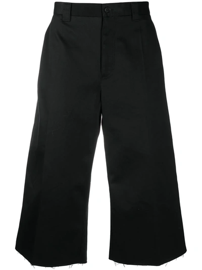 Shop Versace Wide-leg Cropped Trousers In Black