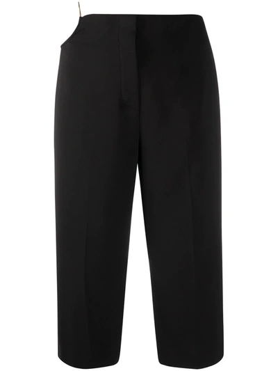 Shop Versace O-ring Cropped Trousers In Black