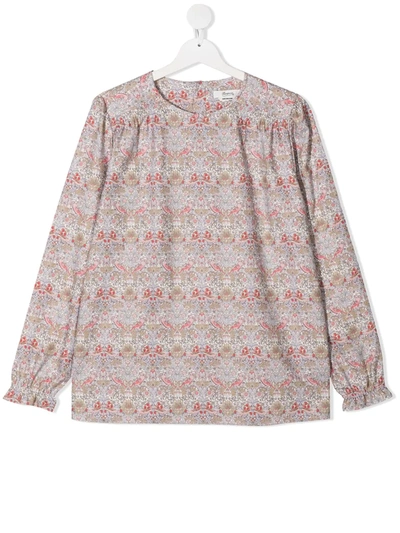 Shop Bonpoint Teen Floral Print Blouse In Pink