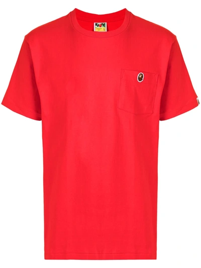 Shop A Bathing Ape Head One Point Pocket T-shirt In Red