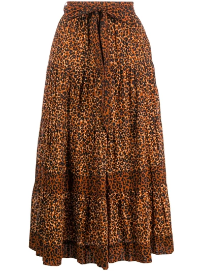 Shop Ulla Johnson Sierra Leopard-print Cotton Skirt In Neutrals