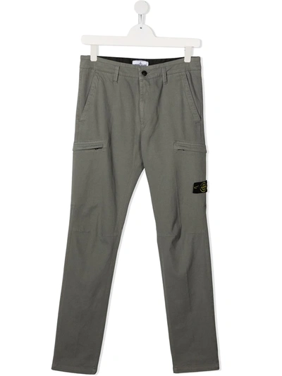 Shop Stone Island Junior Teen Zipped Cargo Pants In Grey