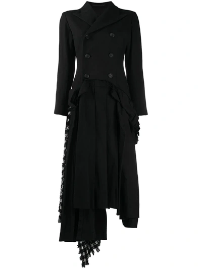 Shop Yohji Yamamoto Double-breasted Panelled Dress In Black