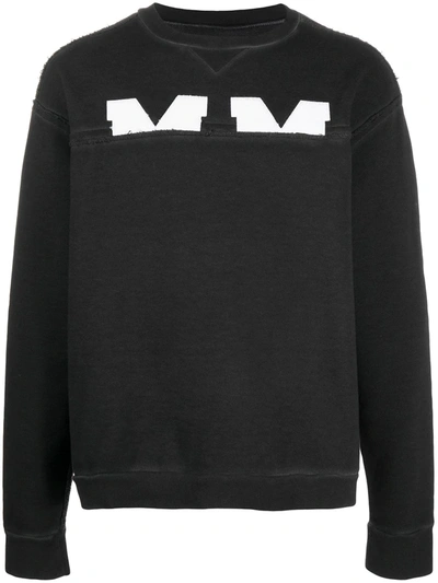Shop Maison Margiela Half Logo Cotton Sweatshirt In Black