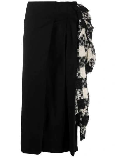 Shop Yohji Yamamoto Box-pleat Wrap Skirt In Black