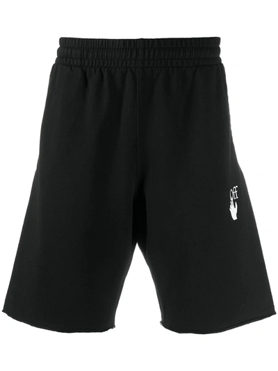 Shop Off-white Diag Stripe Sweat Shorts In Black