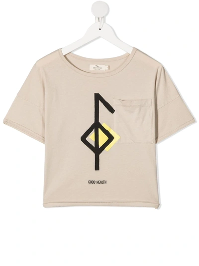 Shop Andorine Graphic-print Organic Cotton T-shirt In Neutrals