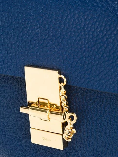 Shop Chloé Navy Drew Mini Leather Shoulder Bag