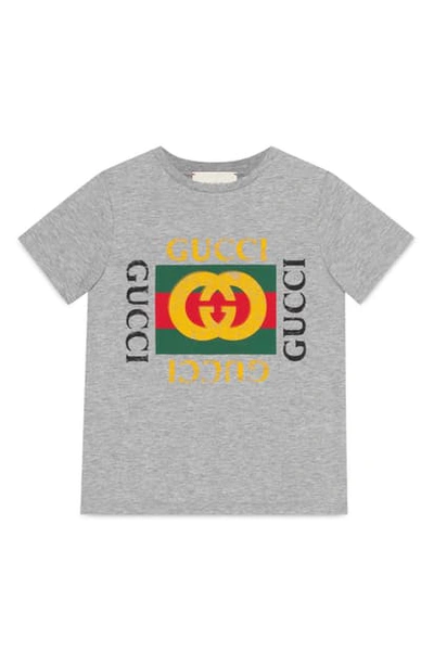 Shop Gucci Logo Graphic T-shirt In Grey Multi