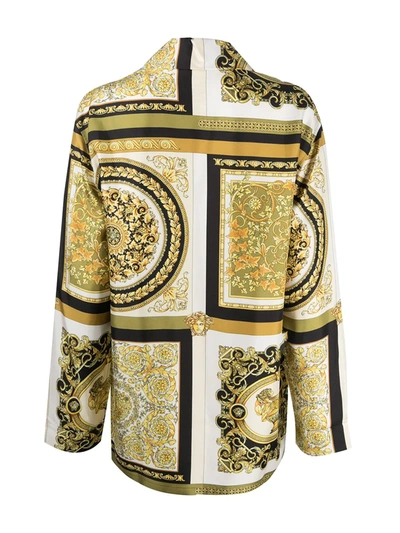 Shop Versace Baroque-print Pajama Shirt In Yellow