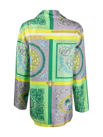Shop Versace Baroque-print Pajama Shirt In Green