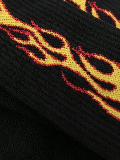 Shop Palm Angels Jacquard Flame Socks In Black