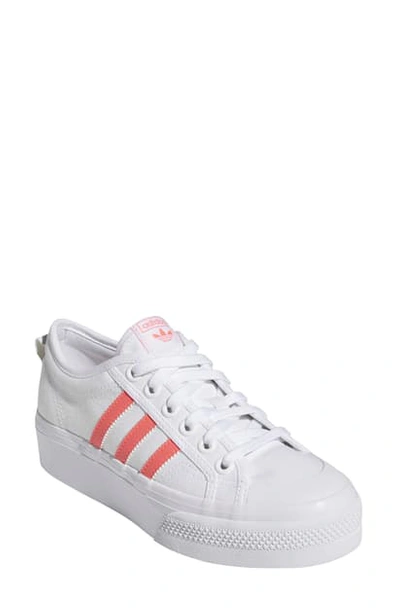 Shop Adidas Originals Nizza Platform Sneaker In White/ Signal Pink