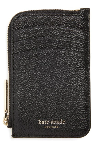 Shop Kate Spade Margaux Leather Zip Card Holder In Black