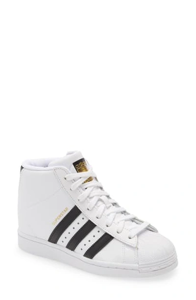 Shop Adidas Originals Superstar Up Hidden Wedge Sneaker In White/ Black/ Gold