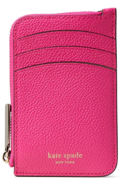 Kate Spade Margaux Leather Zip Card Holder In Shocking Magenta ModeSens