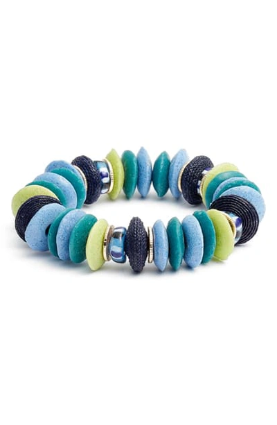 Shop Akola Audra Beaded Stretch Bracelet In Blue Multi