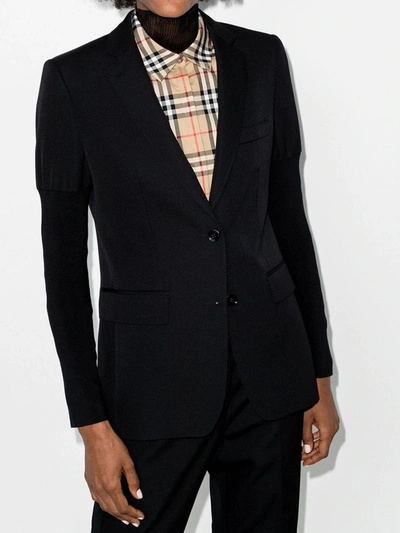 Shop Burberry Black Debby Contrasting Sleeve Blazer