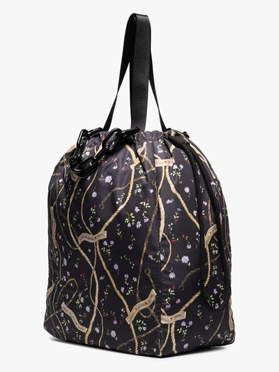 Shop Ganni Black Seduction Printed Drawstring Tote Bag