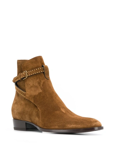 Shop Saint Laurent Wyatt Suede Ankle Boots