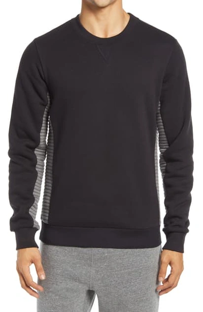 Shop Alo Yoga Ridge Crewneck Sweatshirt In Black/ Grey Heather