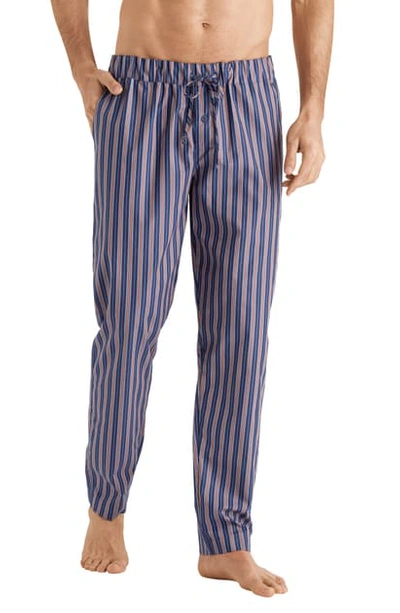 Shop Hanro Night & Day Woven Pajama Pants In Orange Blue Stripe