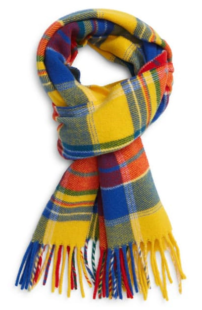 Shop Polo Ralph Lauren Plaid Wool Blend Scarf In Fall Yellow