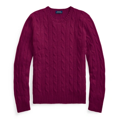 Shop Ralph Lauren Cable-knit Cashmere Sweater In Plum Hthr