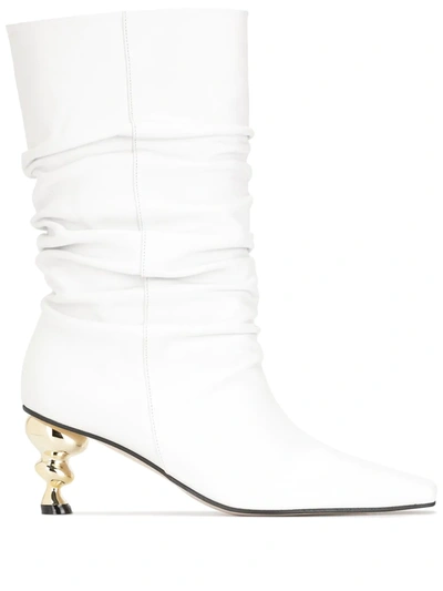 Shop Yuul Yie Tisha 70mm Ruched Boots In White