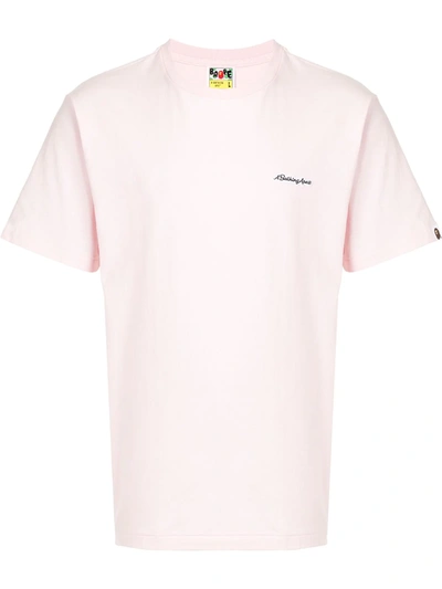 Shop A Bathing Ape Logo-patch Short-sleeve T-shirt In Pink