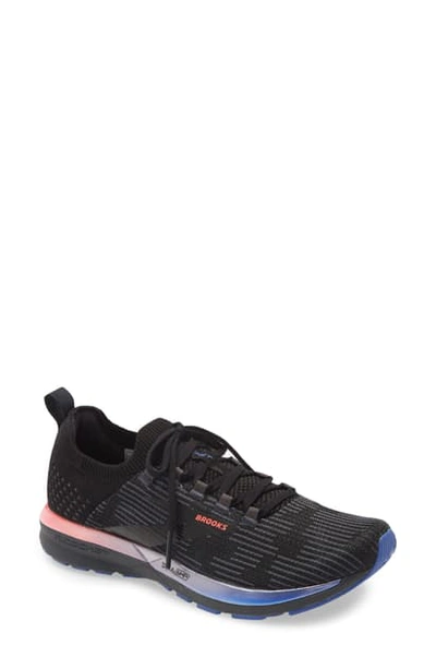Shop Brooks Ricochet 2 Running Shoe In Black/ Blue/ Fiery Coral