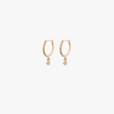 Shop Zoë Chicco 14k Yellow Gold Diamond Hoop Earrings