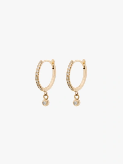 Shop Zoë Chicco 14k Yellow Gold Diamond Hoop Earrings