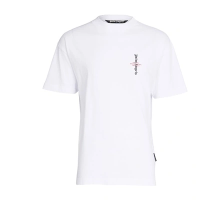 Shop Palm Angels Statement Logo T-shirt In White Black