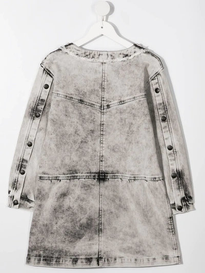 Shop Andorine Stonewash-print Denim Dress In Grey