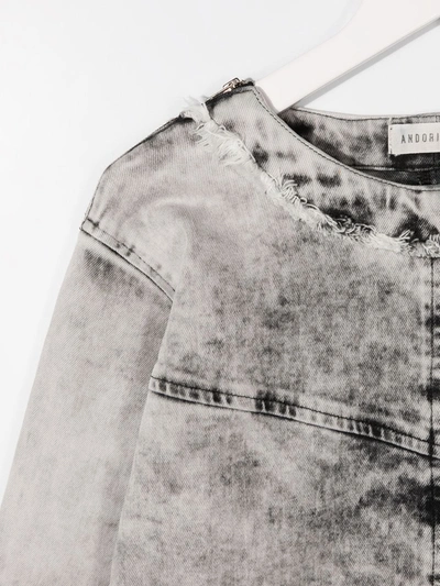 Shop Andorine Stonewash-print Denim Dress In Grey