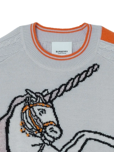 Shop Burberry Unicorn Embroidered Jumper In Light Grey
